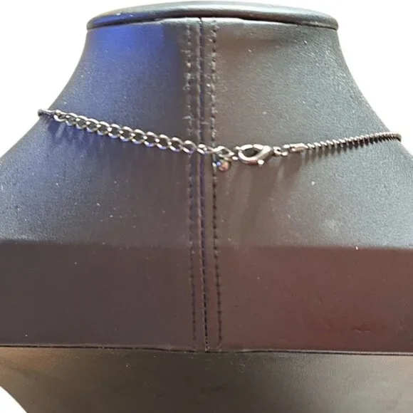 Black Marcasite Cross Pendent Necklace 12 - Picture 3 of 3